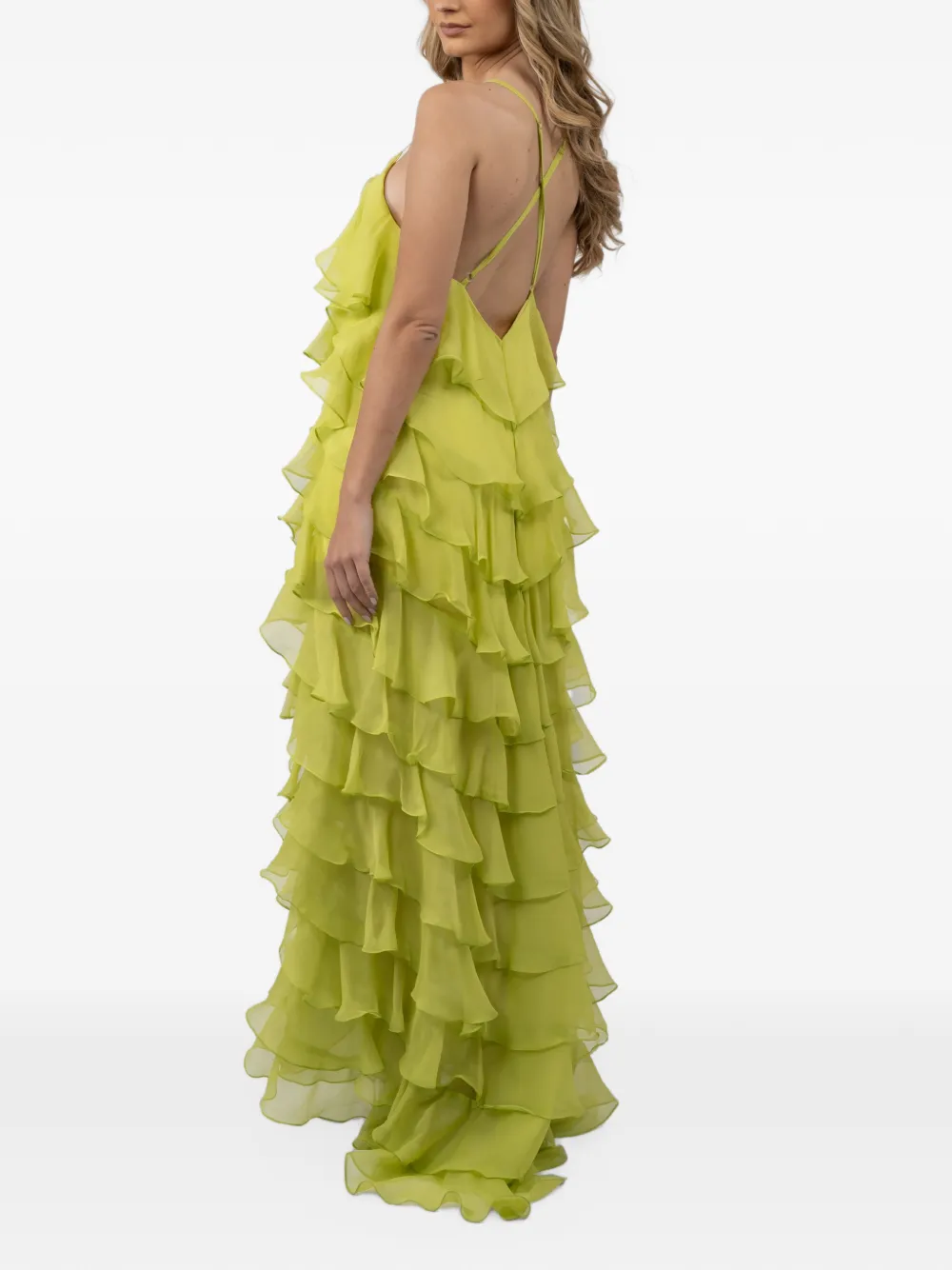 MONARH Lucky ruffled gown Groen