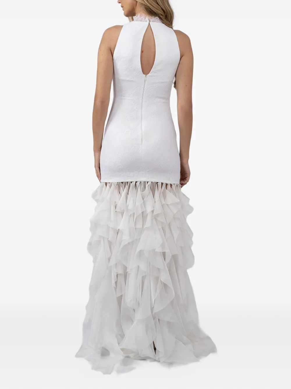 MONARH ruffled silk gown Wit