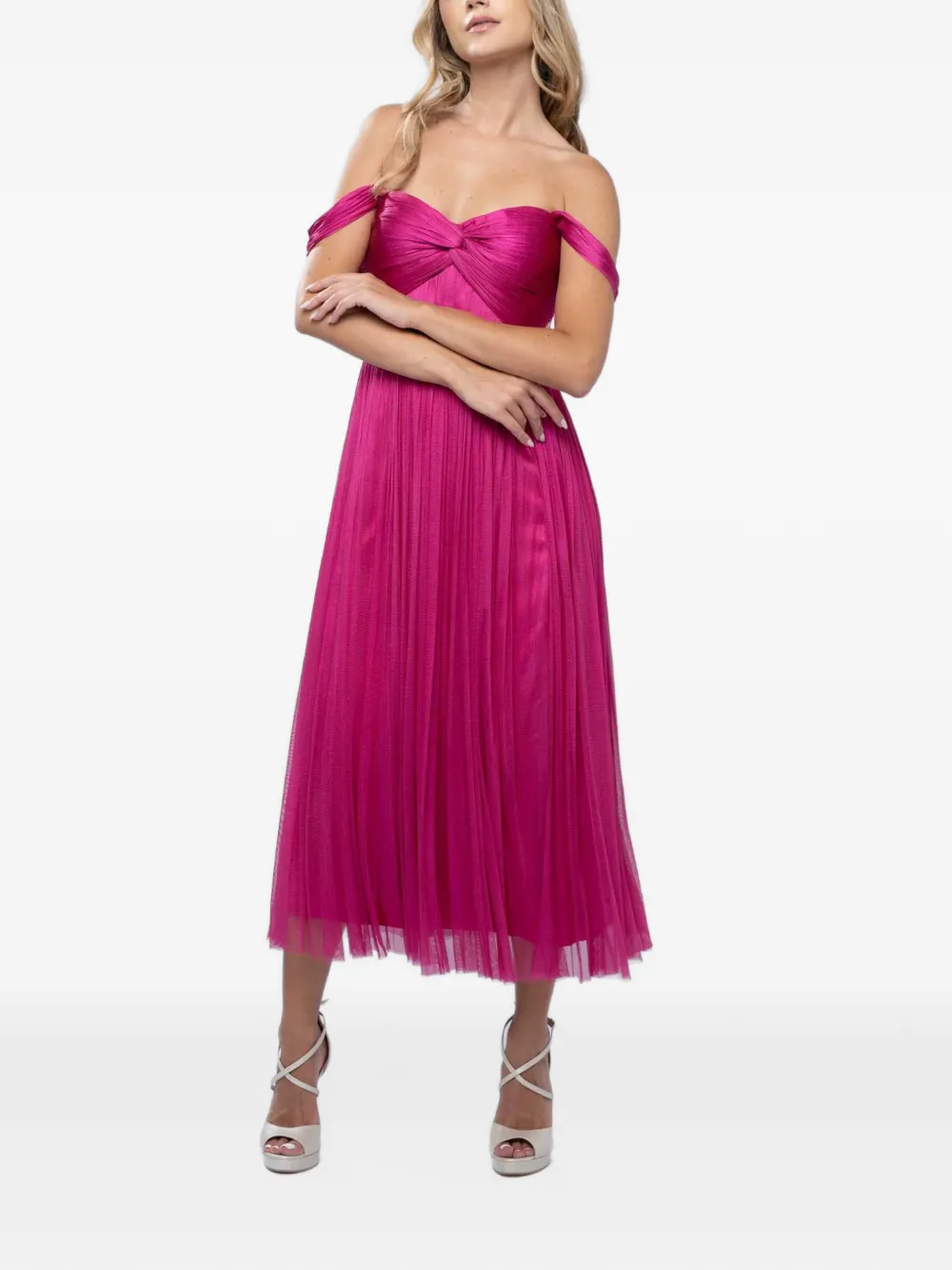 MONARH silk tulle midi dress Roze