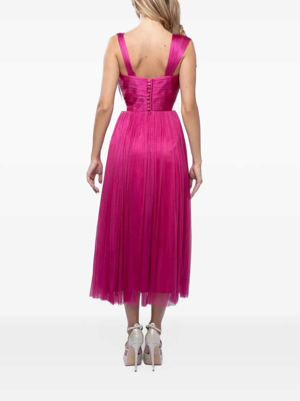 MONARH silk tulle midi dress Roze