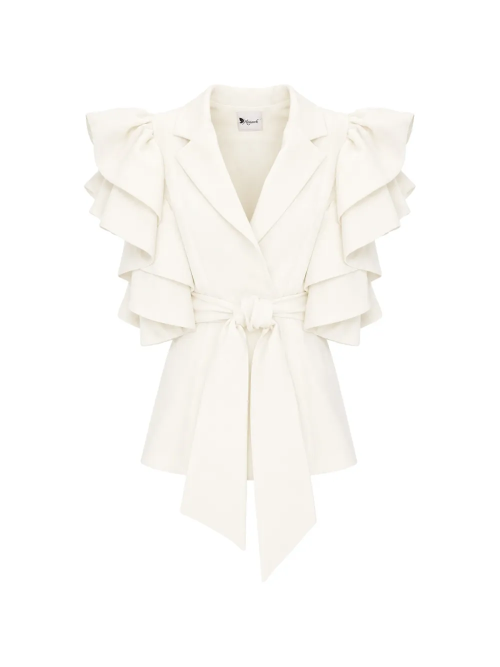 MONARH ruffled belted blazer - Weiß