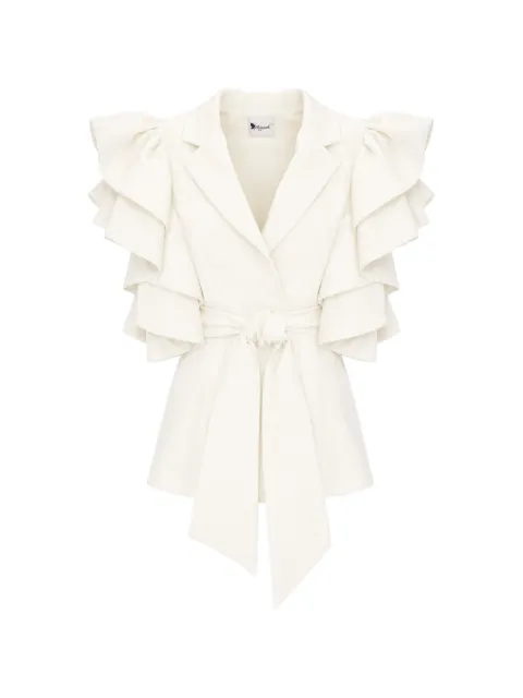 MONARH ruffled belted blazer