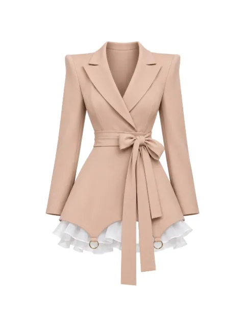 MONARH ruffle-trim belted blazer dress