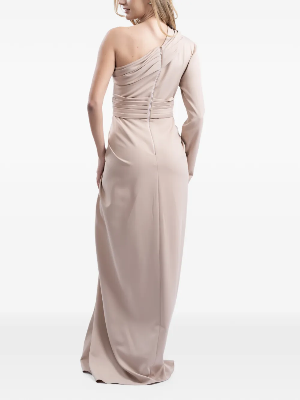 MONARH asymmetrical draped maxi dress Beige