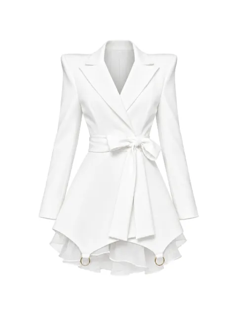 MONARH ruffle-trim belted blazer mini dress