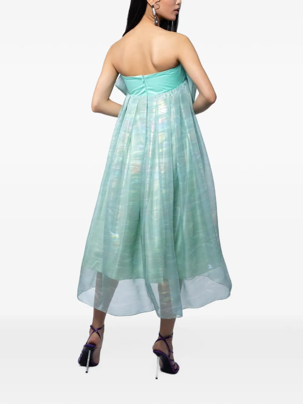 MONARH bow-detail silk midi dress Groen