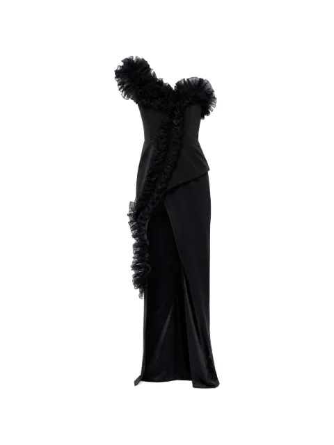 MONARH asymmetrical ruffled gown