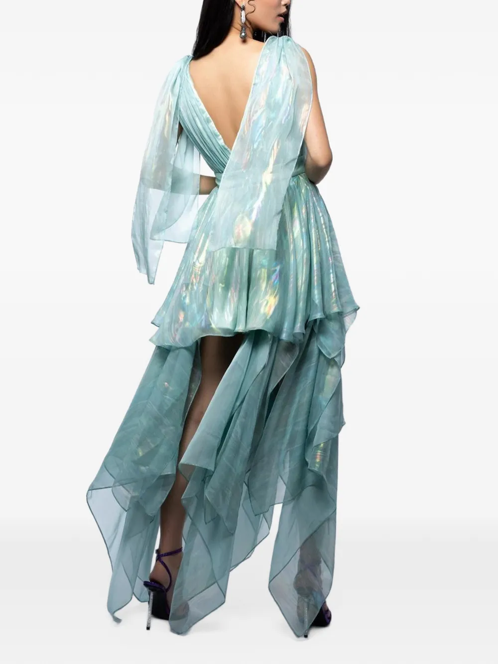 MONARH asymmetrical tiered mini dress Blauw