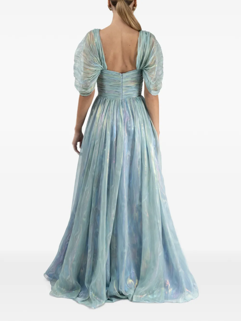 MONARH coated-silk pleated gown Blauw