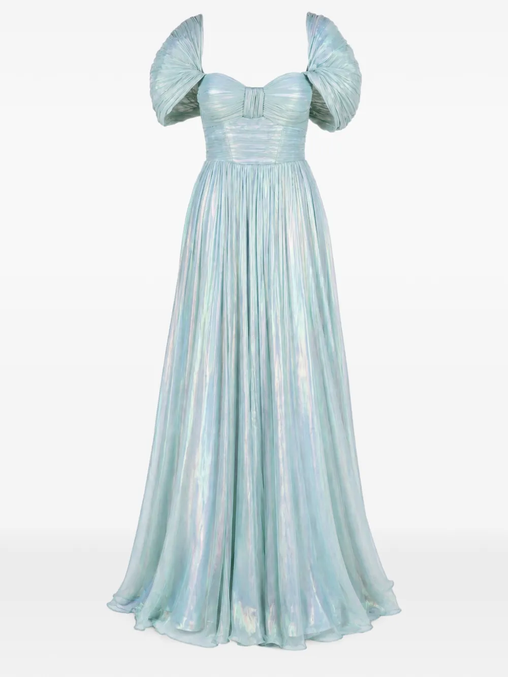 MONARH coated-silk pleated gown Blauw