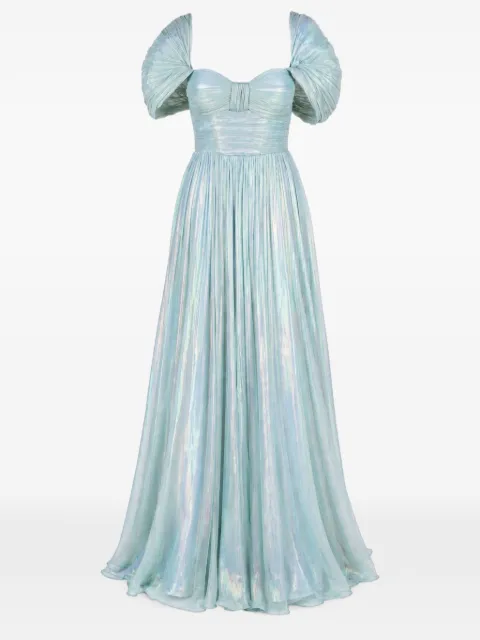 MONARH coated-silk pleated gown