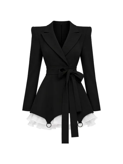 MONARH ruffled belted blazer mini dress