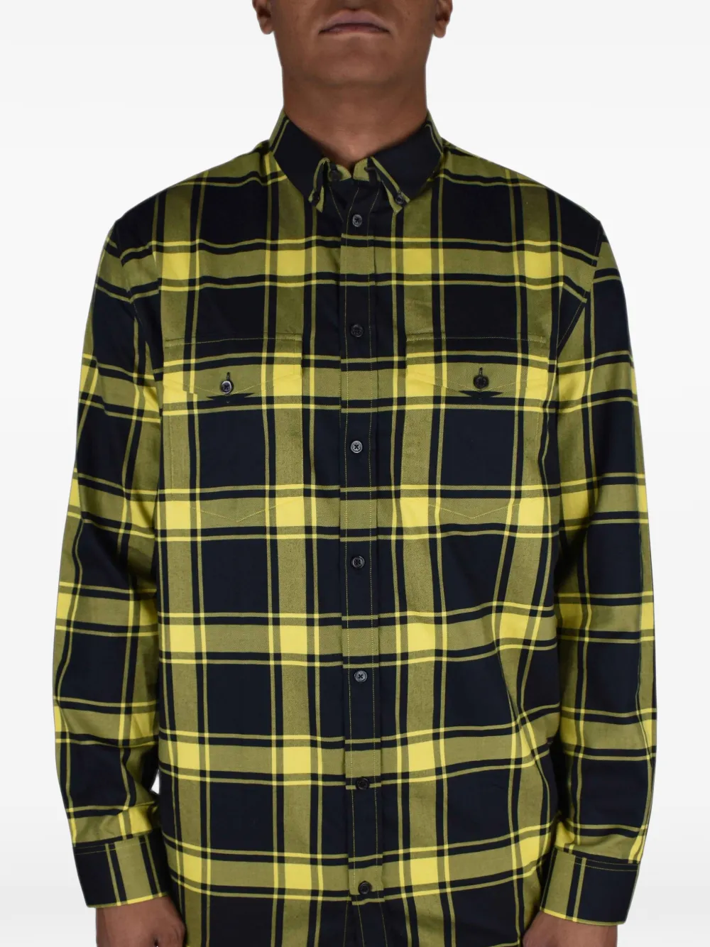 Givenchy check-print oversized-cut shirt Geel