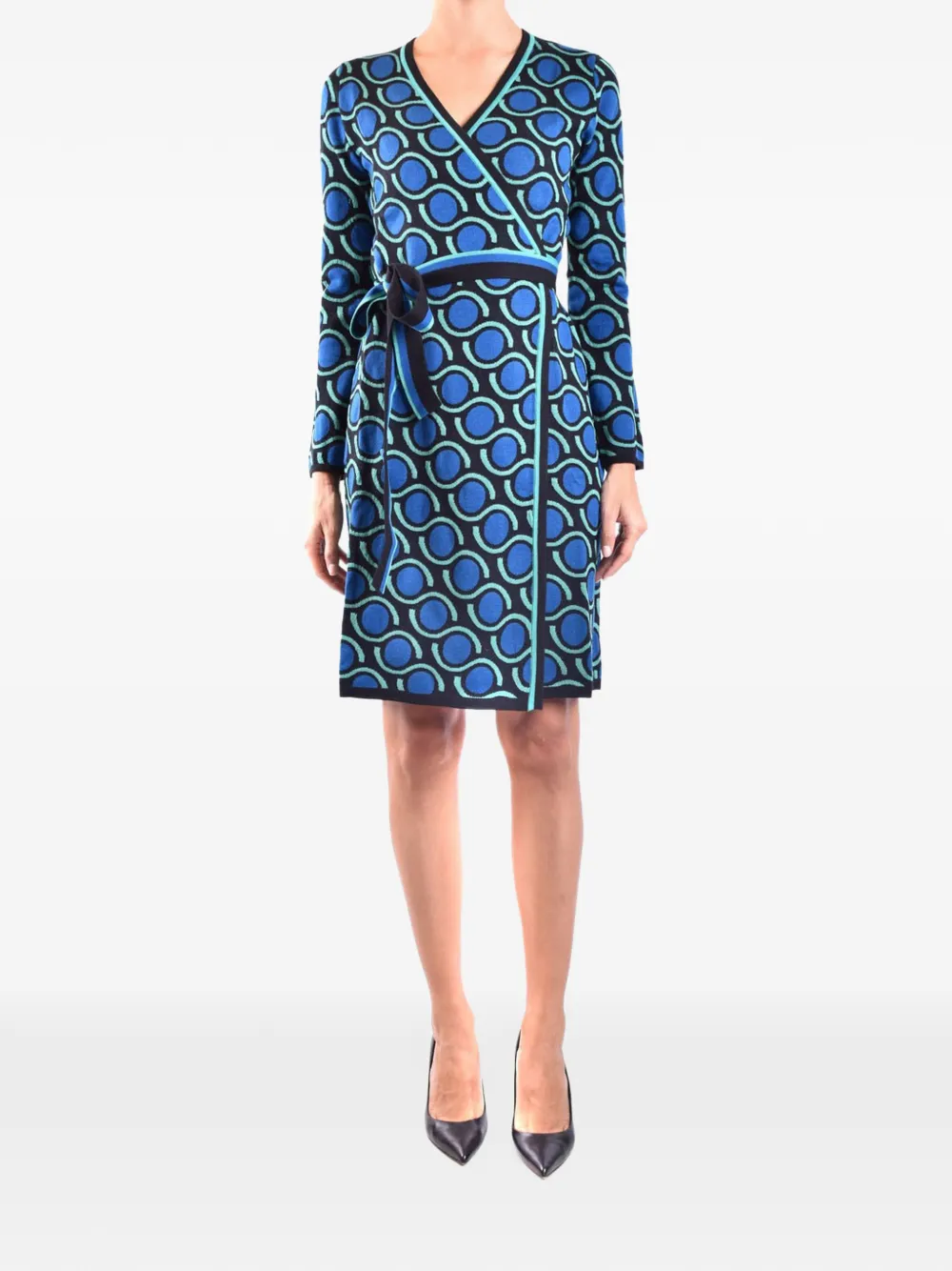 DVF Diane von Furstenberg geometric-print wrap mini dress Blauw