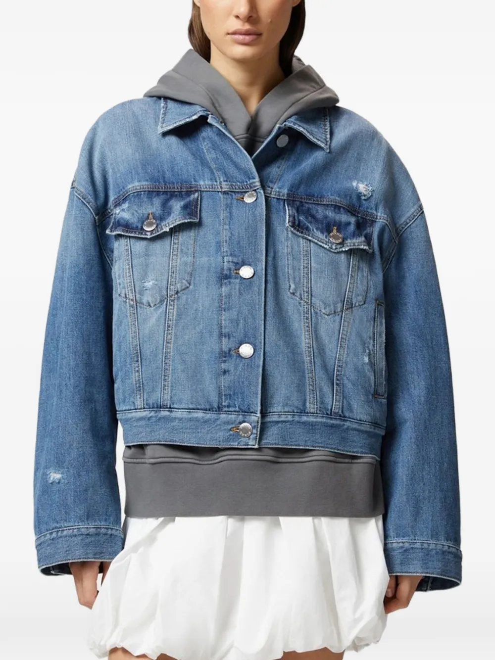 PINKO distressed denim jacket Blauw