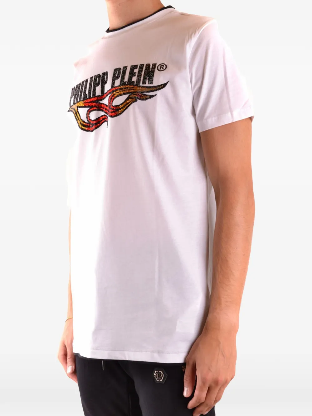 Philipp Plein crystal-embellished logo-print T-shirt Wit