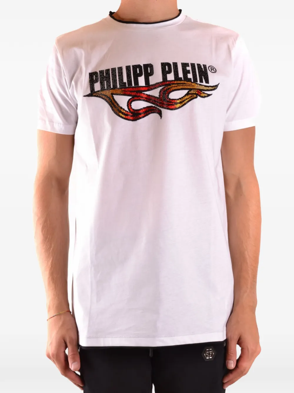 Philipp Plein crystal-embellished logo-print T-shirt Wit