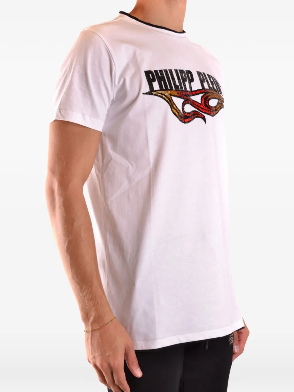 Philipp Plein crystal-embellished logo-print T-shirt Wit