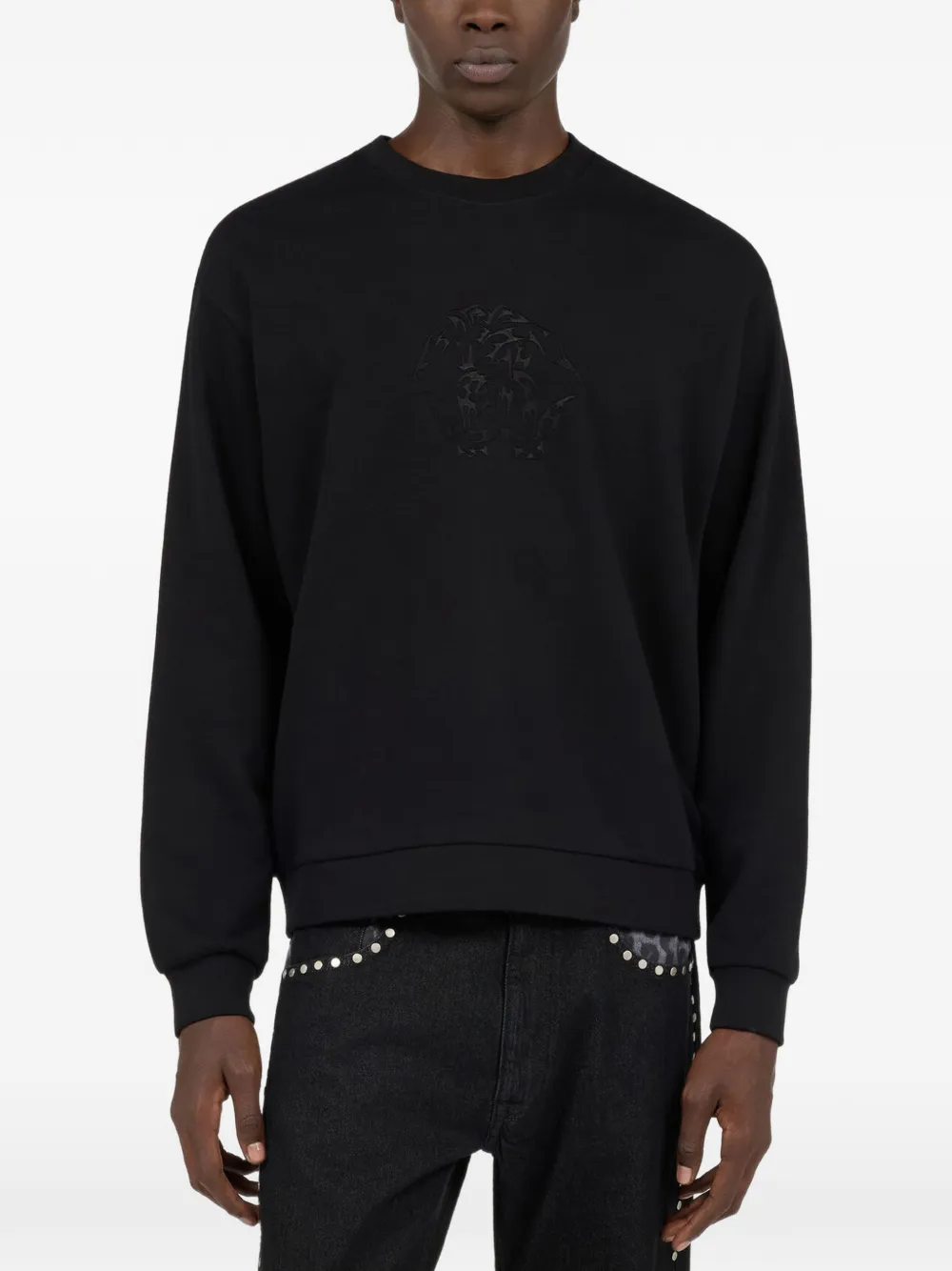 Roberto Cavalli logo-embroidered sweatshirt Zwart