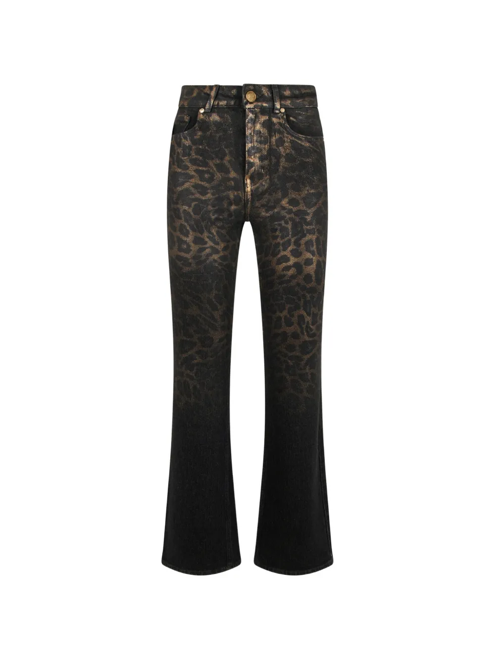 Roberto Cavalli leopard-print metallic-effect jeans Zwart
