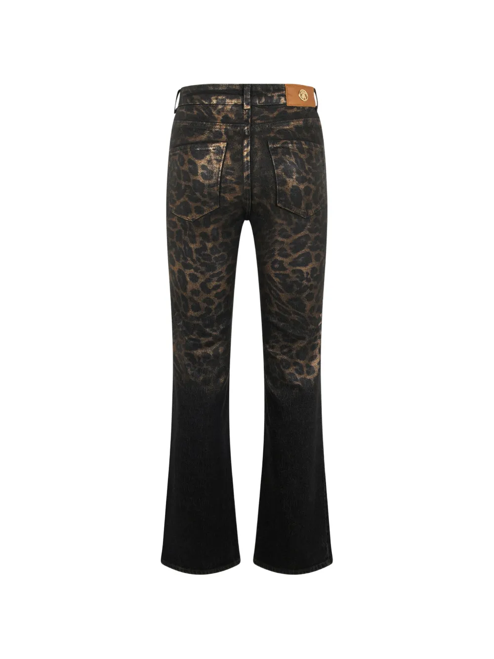 Roberto Cavalli leopard-print metallic-effect jeans Zwart