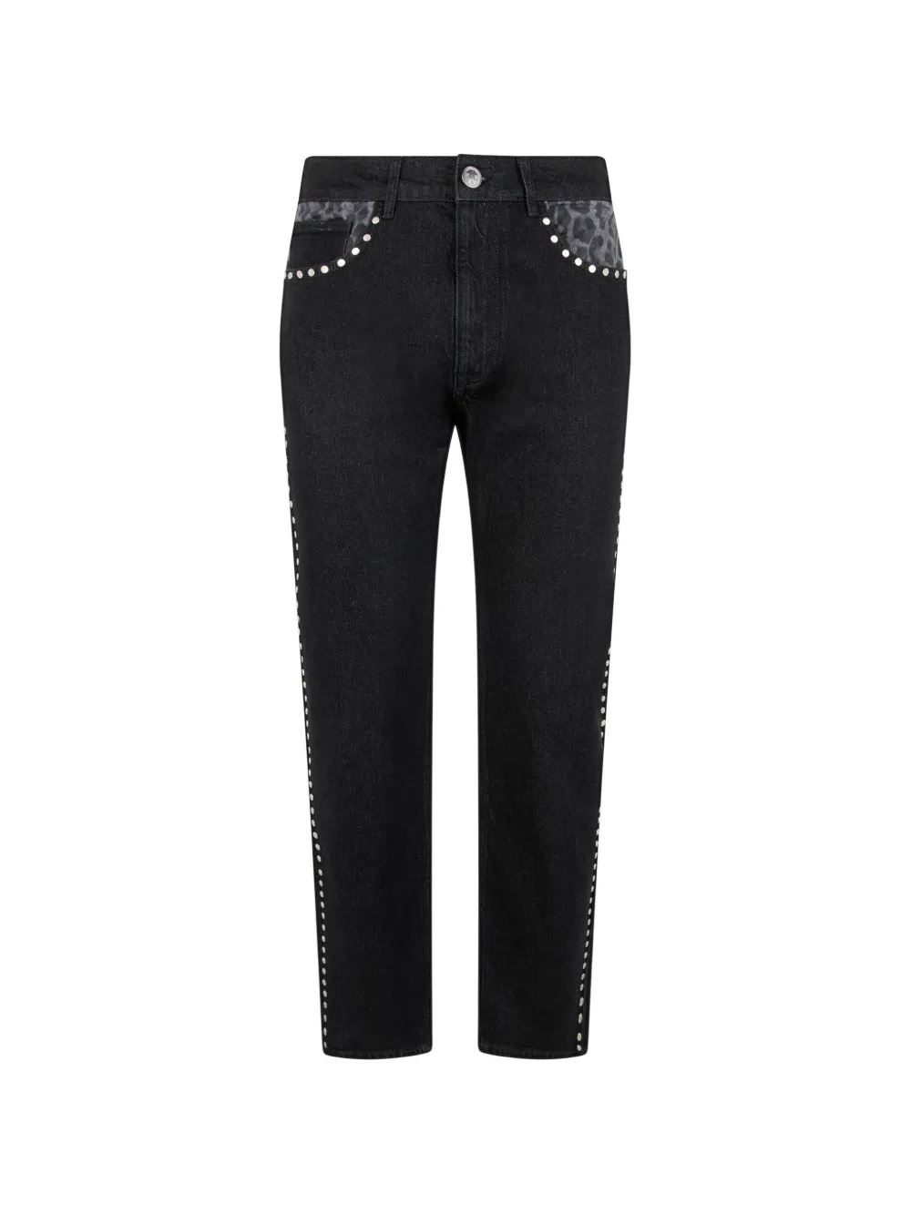 Roberto Cavalli stud-embellished leopard-print jeans - Nero