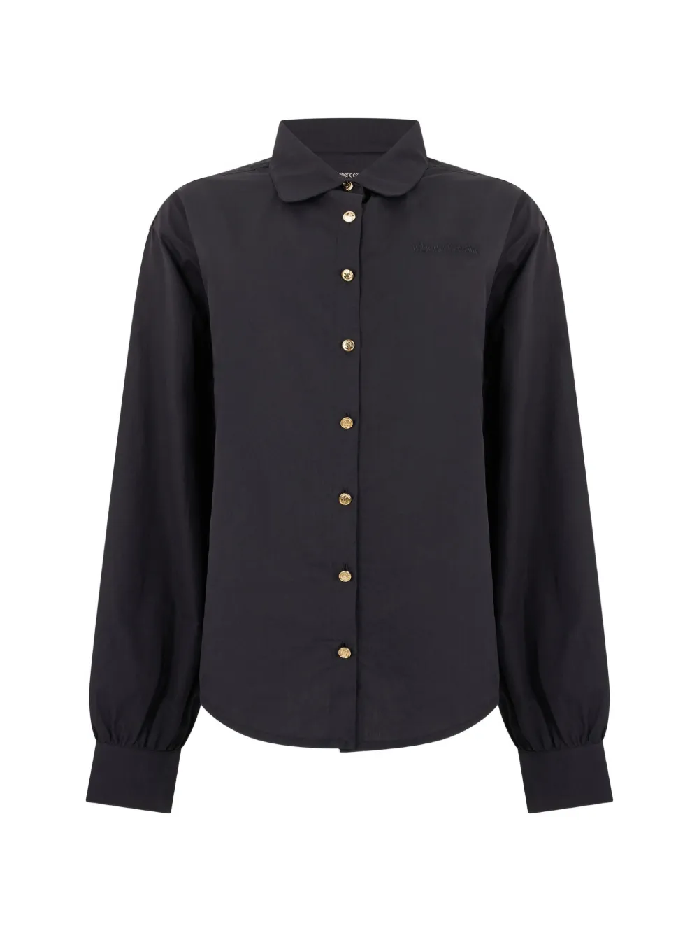 Roberto Cavalli logo-embroidered button-up shirt Zwart
