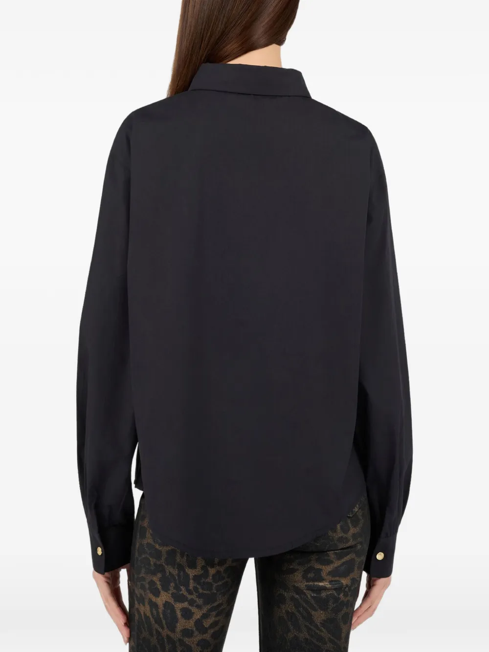 Roberto Cavalli logo-embroidered button-up shirt Zwart