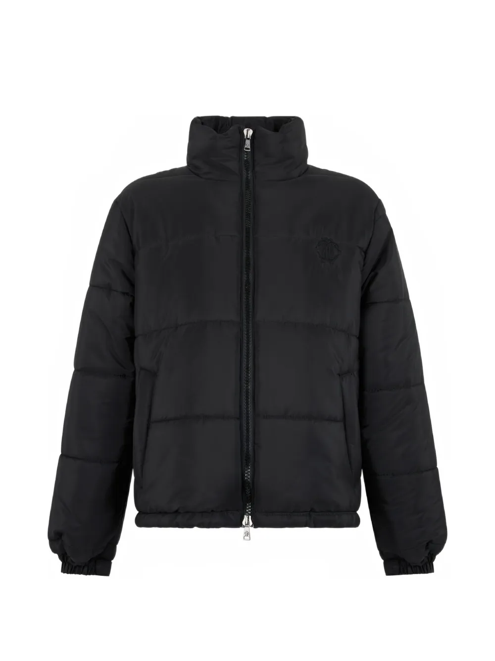 Roberto Cavalli quilted logo-embroidered puffer jacket Zwart