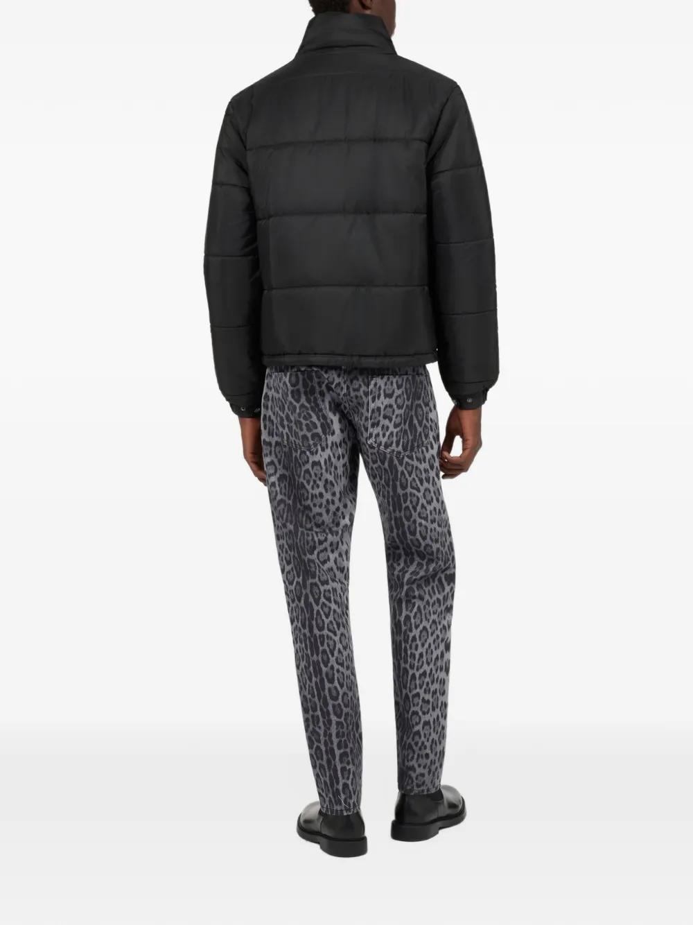 Roberto Cavalli quilted logo-embroidered puffer jacket Zwart