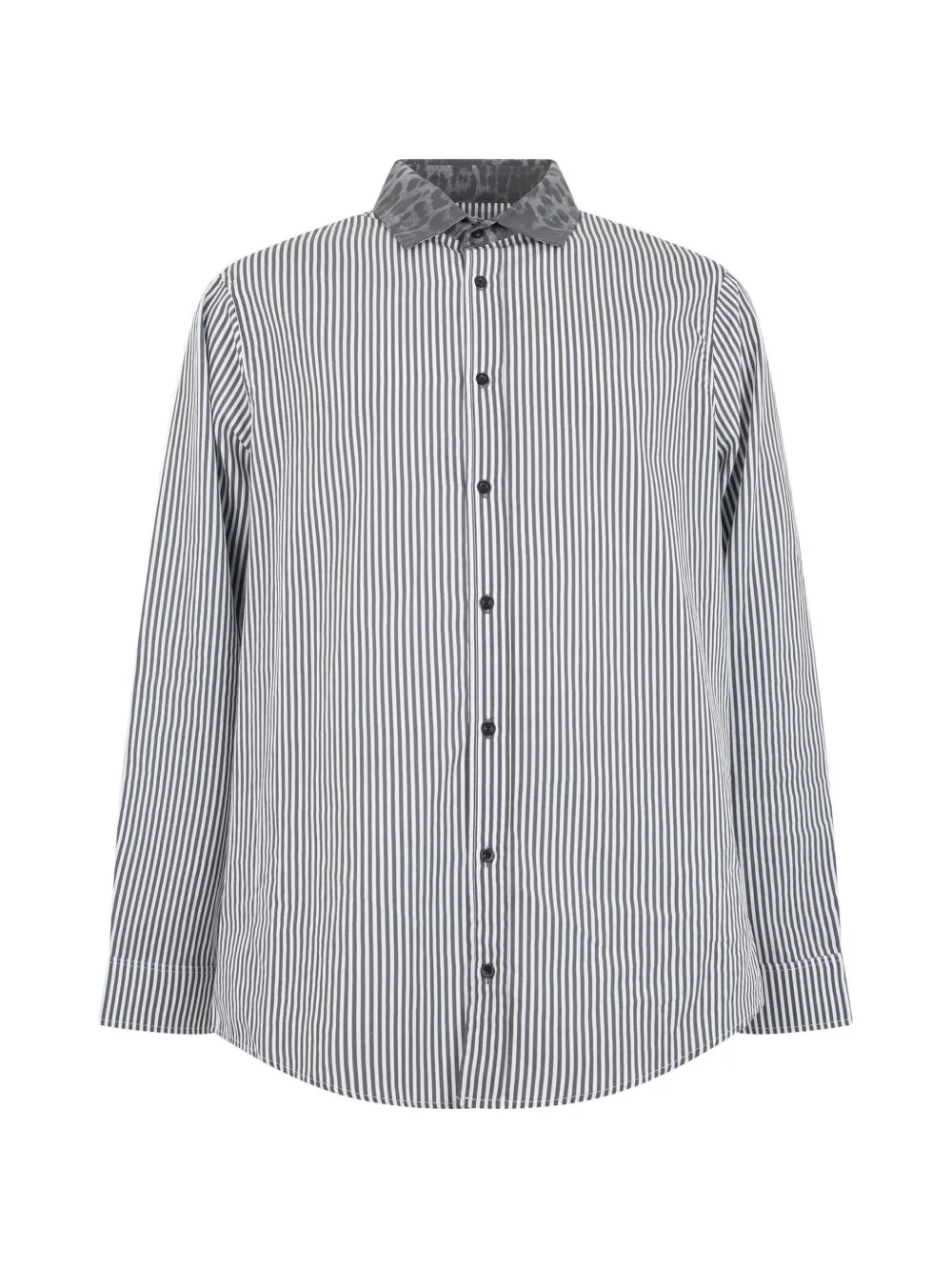 Roberto Cavalli striped leopard-print collar shirt Wit