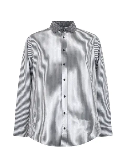 Roberto Cavalli striped leopard-print collar shirt