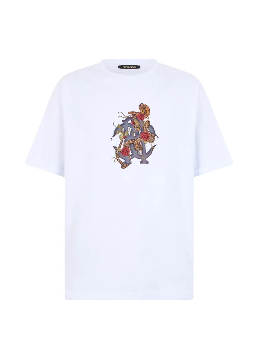 Roberto Cavalli logo-print crew-neck T-shirt Wit