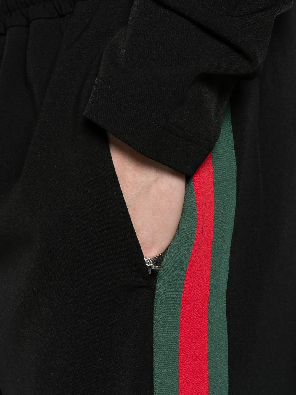 Gucci stretch nylon sportswear pants with Web Zwart