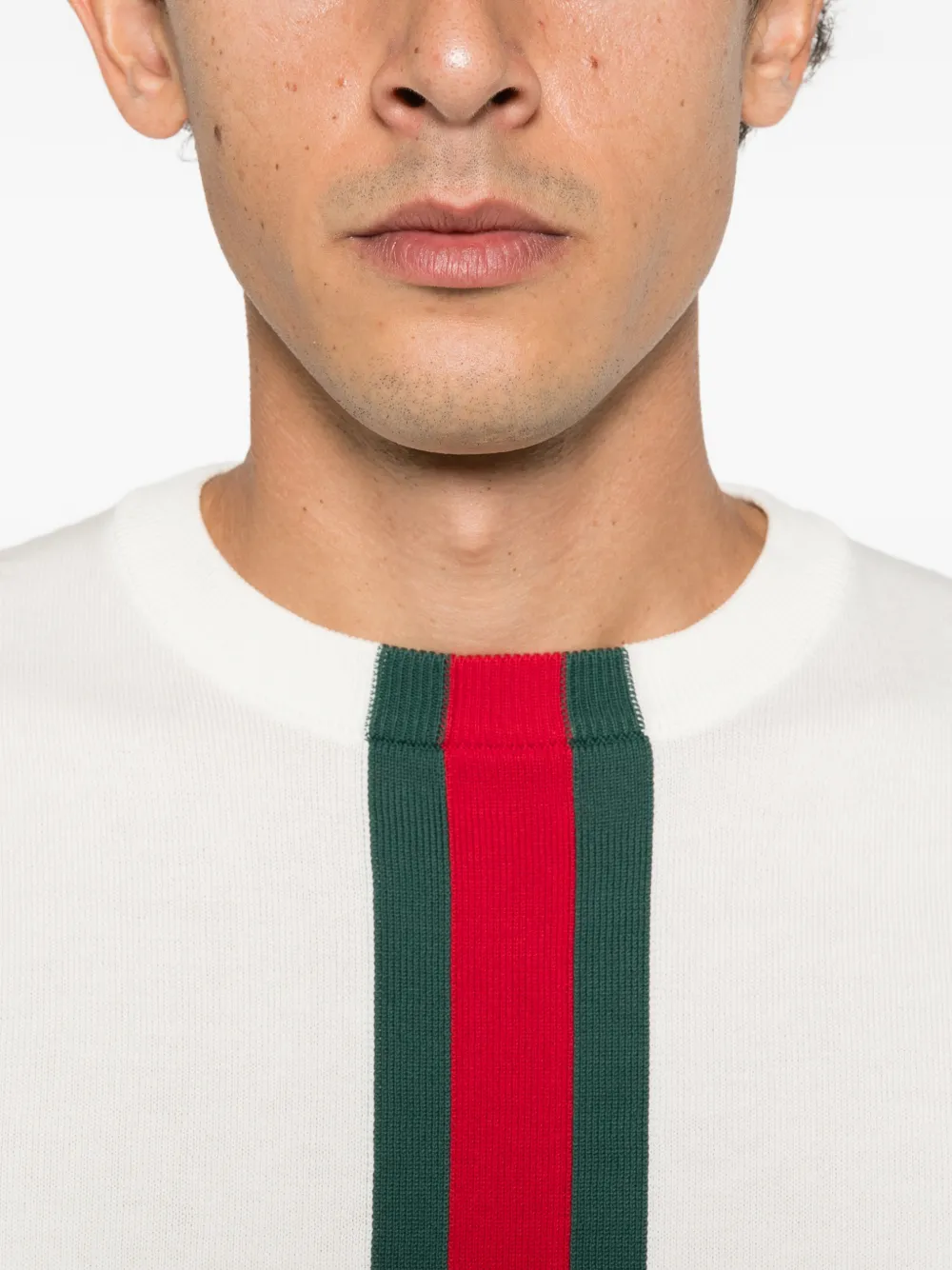 Gucci Web intarsia-knit T-shirt Wit