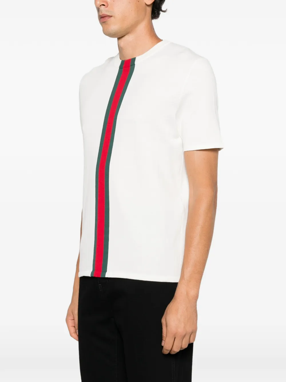 Gucci Web intarsia-knit T-shirt Wit