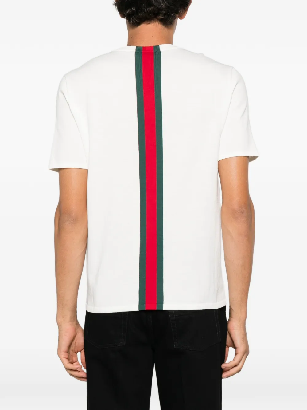 Gucci Web intarsia-knit T-shirt Wit