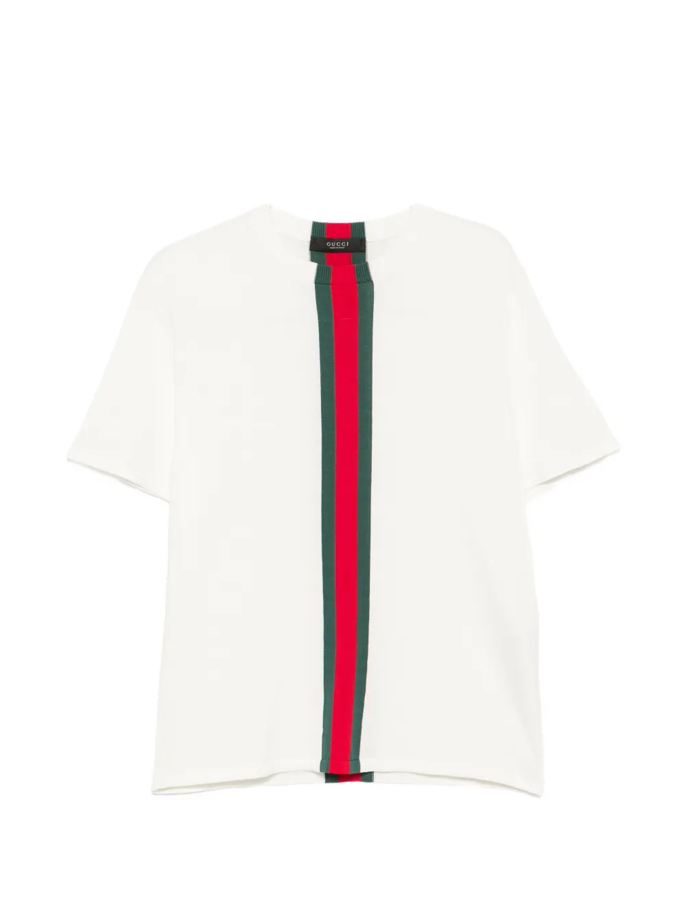 Gucci Web intarsia-knit T-shirt - Bianco