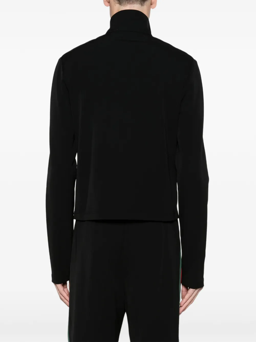 Gucci stretch nylon zip jacket with Web Zwart