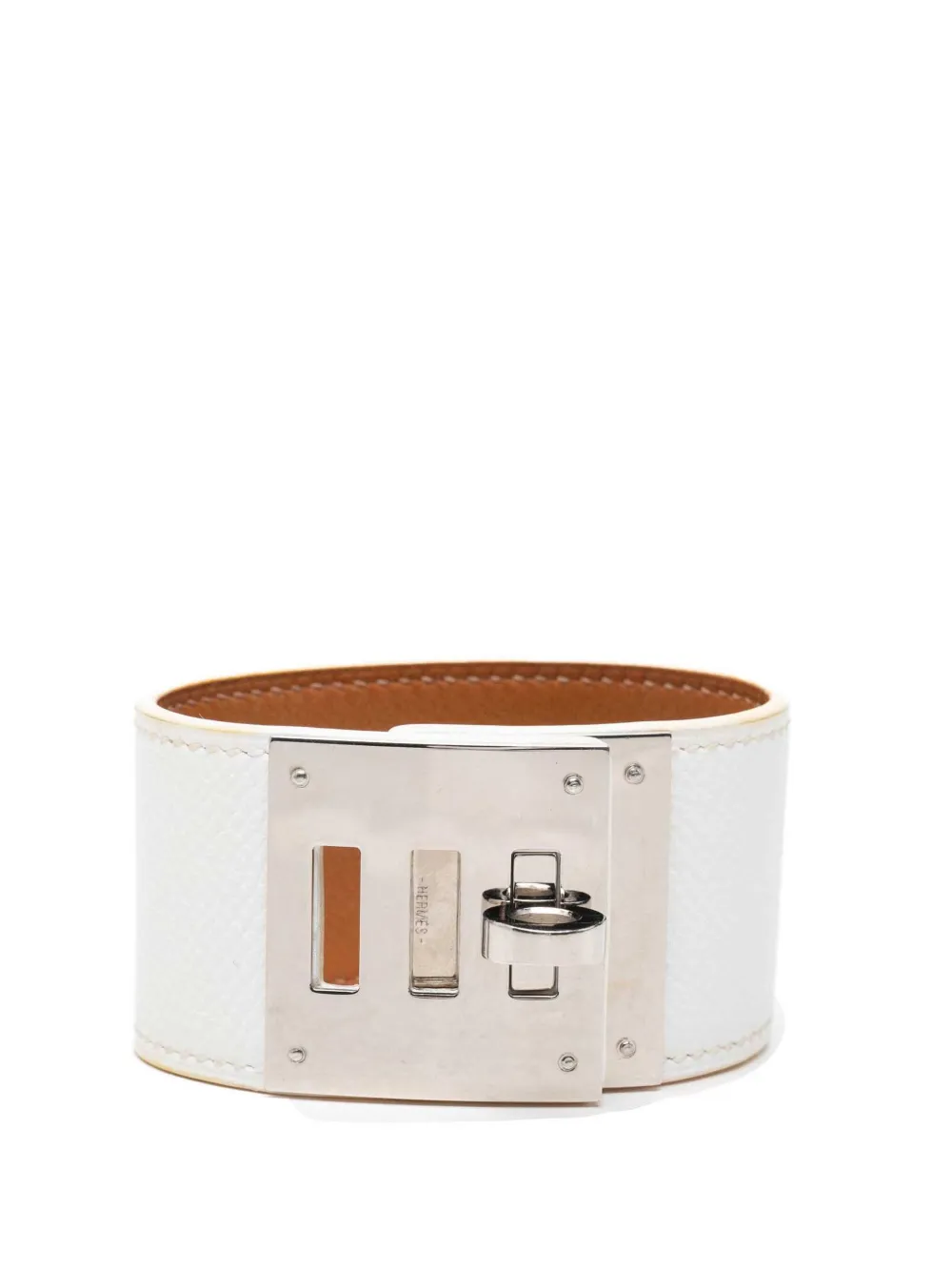 Hermès Pre-Owned 2014 Epsom and Palladium Plated Kelly Dog Cuff Bracelet costume bracelet - Silber