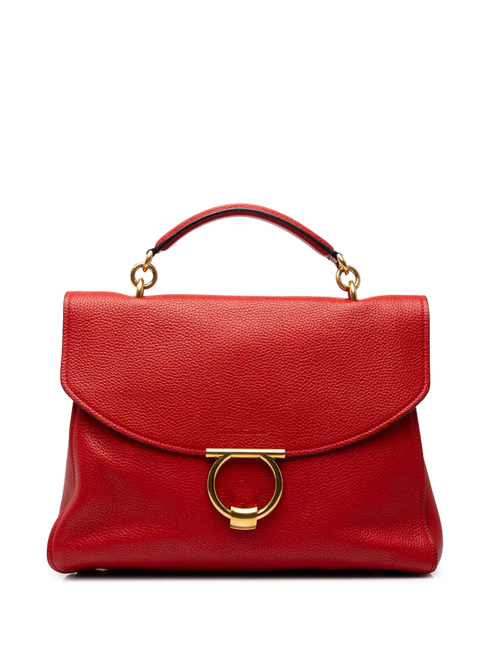 Ferragamo Pre-Owned 2010-2026 Large Calfskin Gancini Margot Top Handle Bag satchel - Rosso