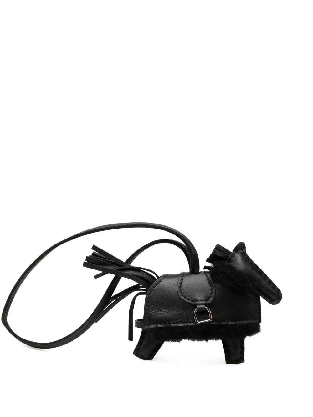 Hermès Pre-Owned 2026 Milo Lambskin and Merinos Wool Rodeo Robeo Plush Charm PM key chain - Schwarz