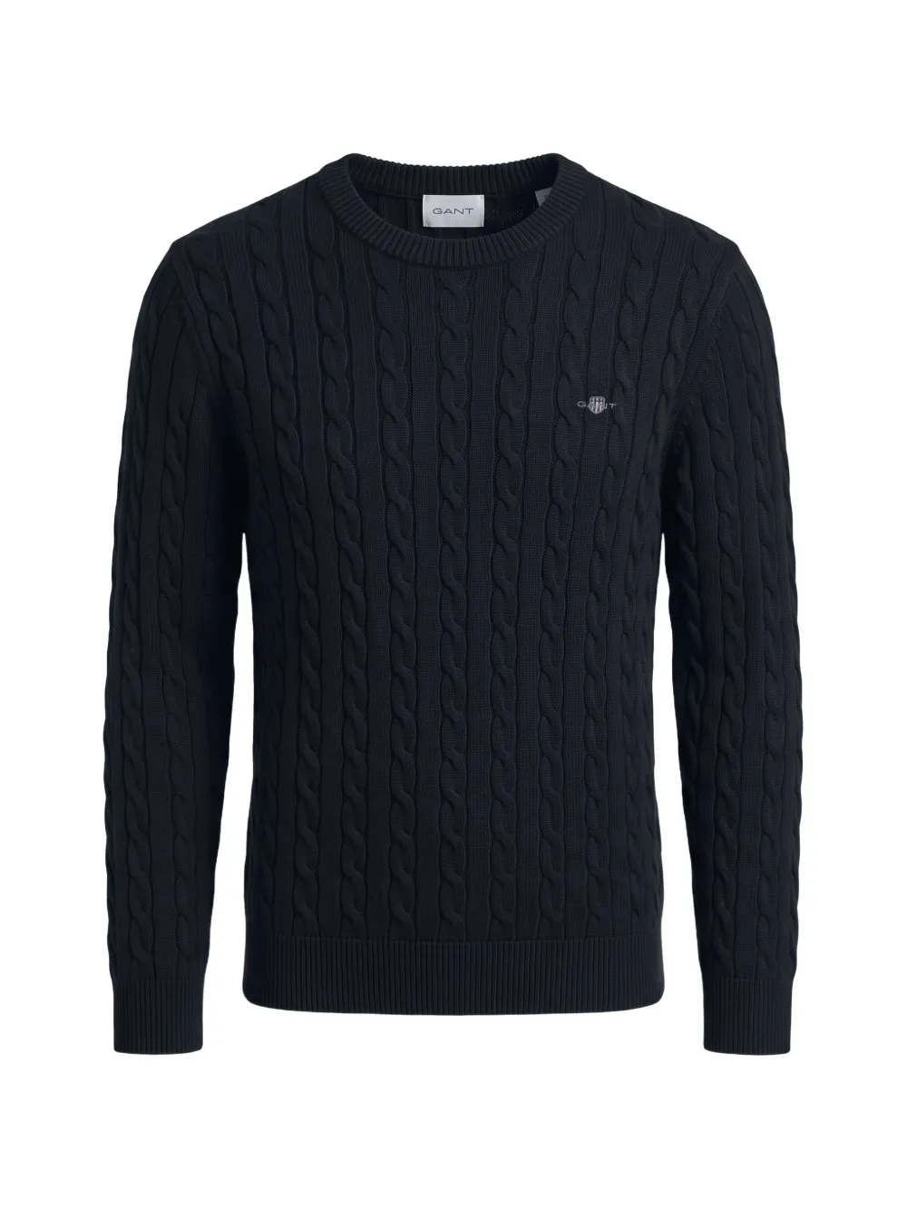 Gant Classic cable-knit embroidered-logo sweater Zwart