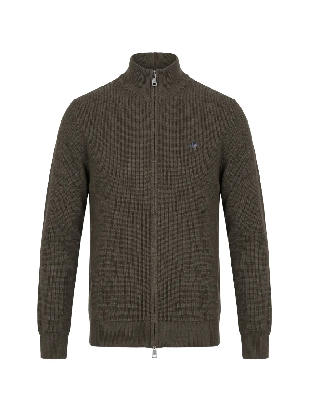 Gant waffle-knit zip-up cardigan Bruin