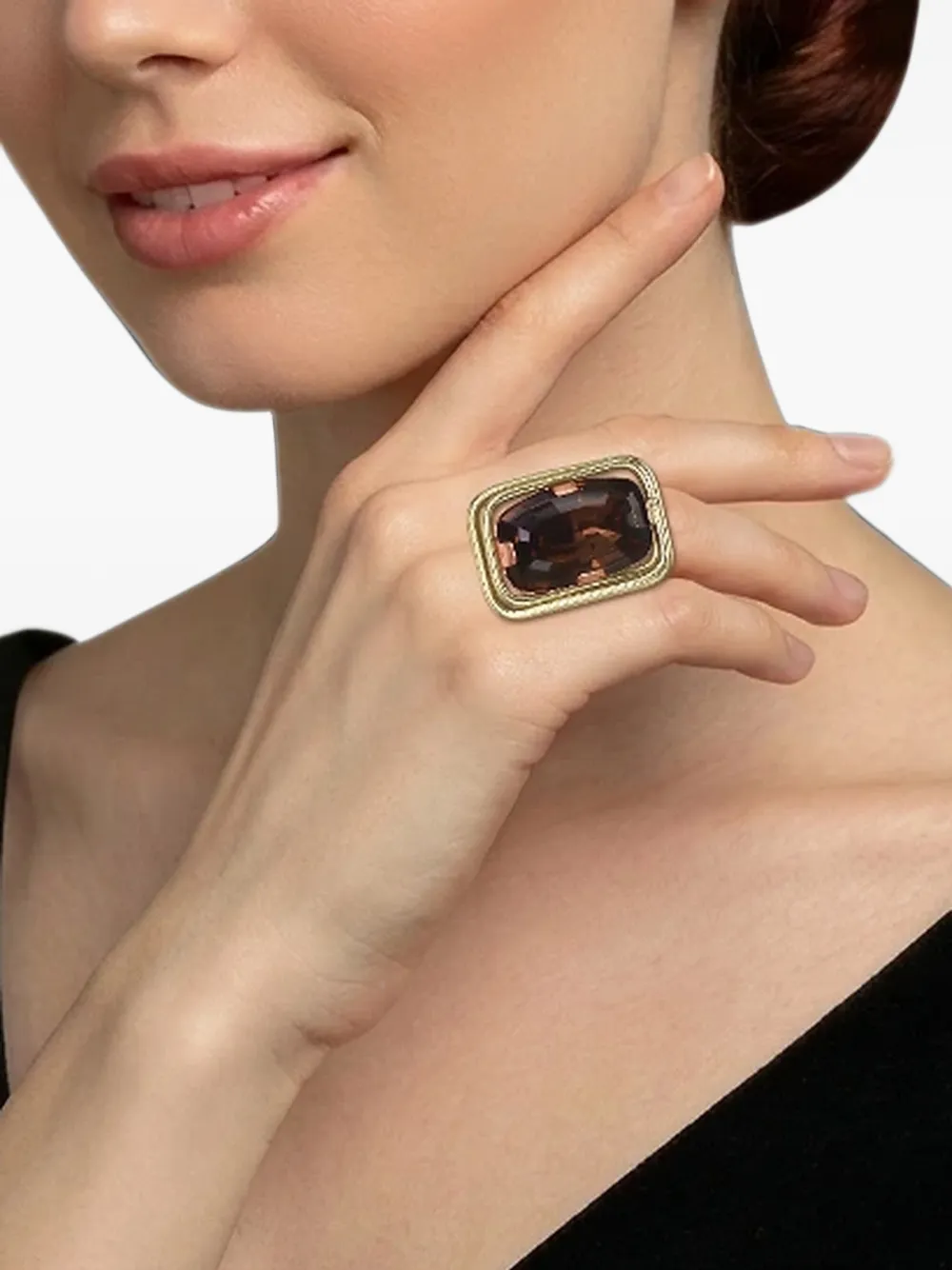 Konplott To The Max cushion-cut crystal ring - Braun