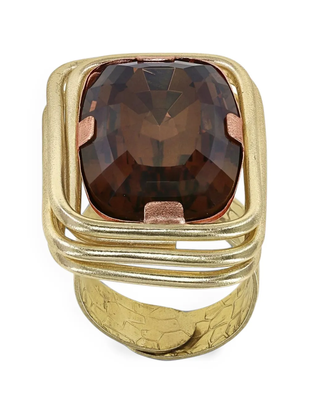 Konplott To The Max cushion-cut crystal ring - Marrone