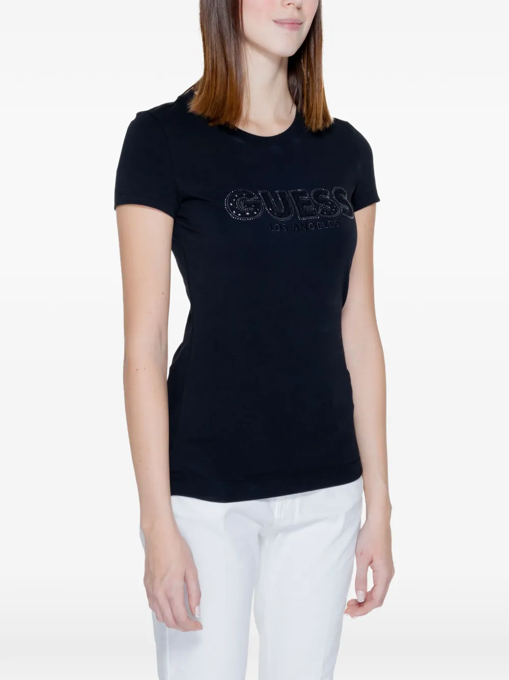 GUESS USA Sangallo rhinestone-embellished T-shirt Zwart