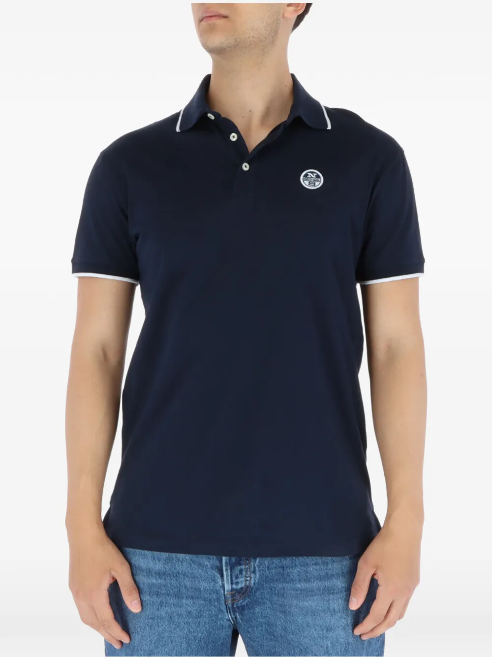 North Sails logo-patch tipped polo shirt - Blau