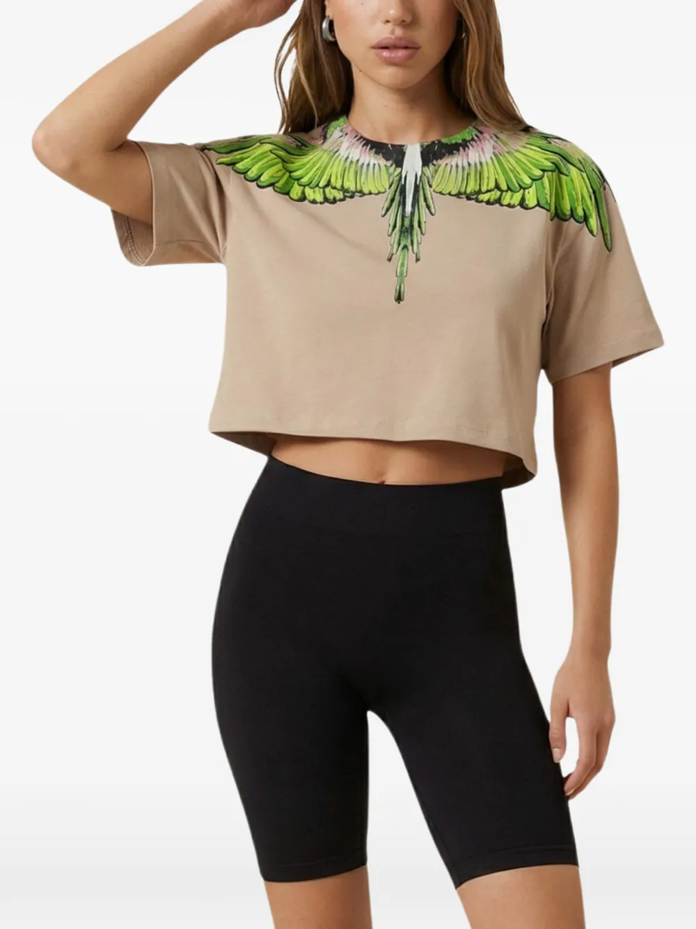 COUNTY OF MILAN Wings cropped T-shirt Beige