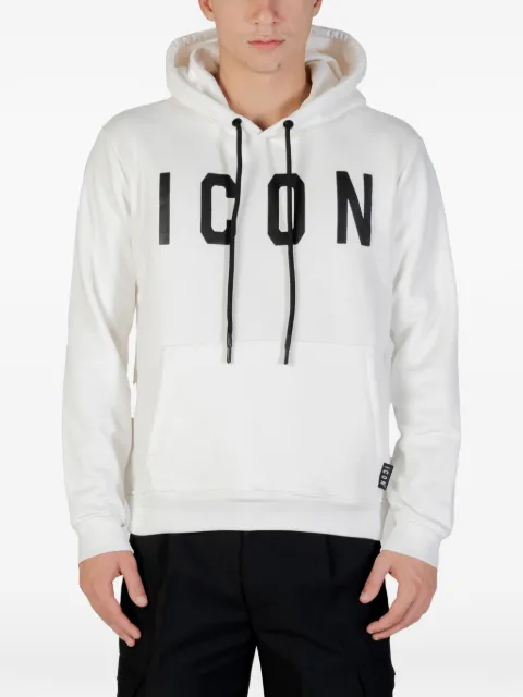 ICON BRAND logo-print pouch-pocket hoodie